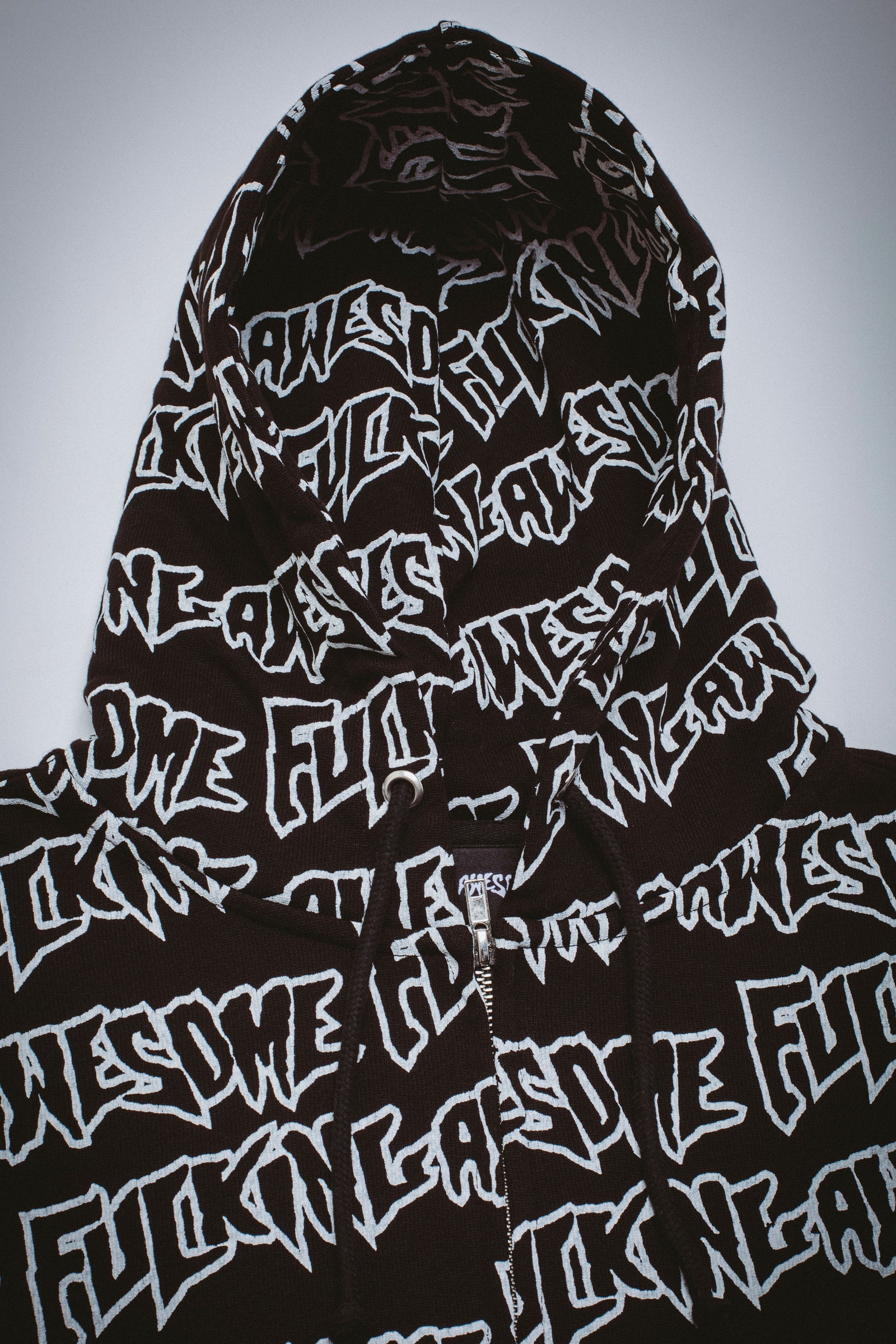 Fucking Awesome - AOP Stamp Zipped Hoodie Black/Reflective