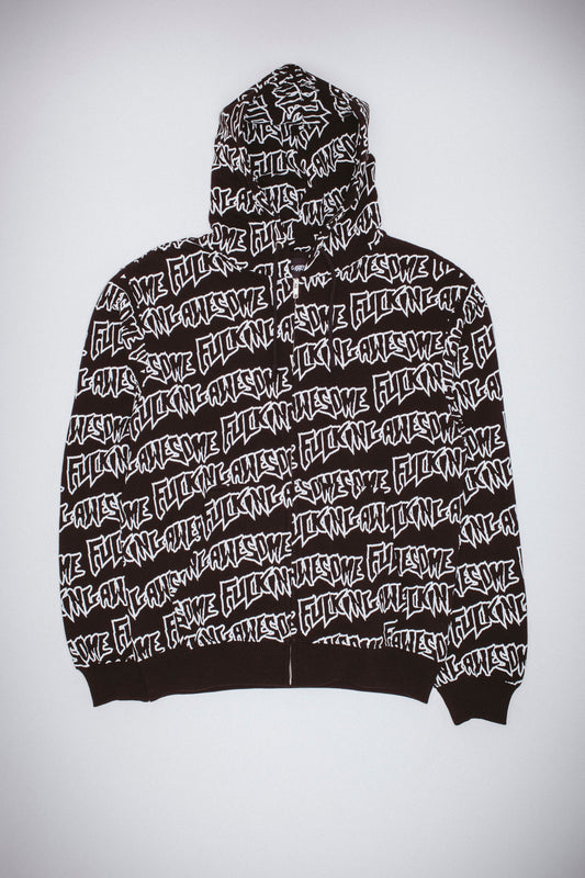 Fucking Awesome - AOP Stamp Zipped Hoodie Black/Reflective