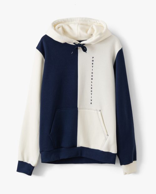 Poetic Block Color Hoodie Off-White/Navy