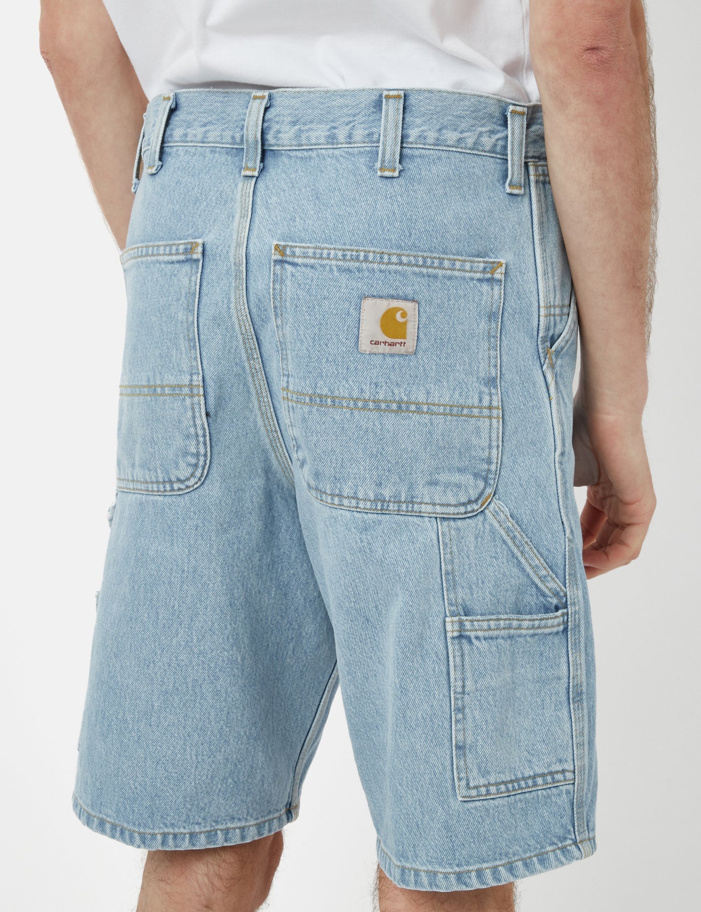 Carhartt WIP Single Knee Short Denim Blue Heavy Stone Bleached