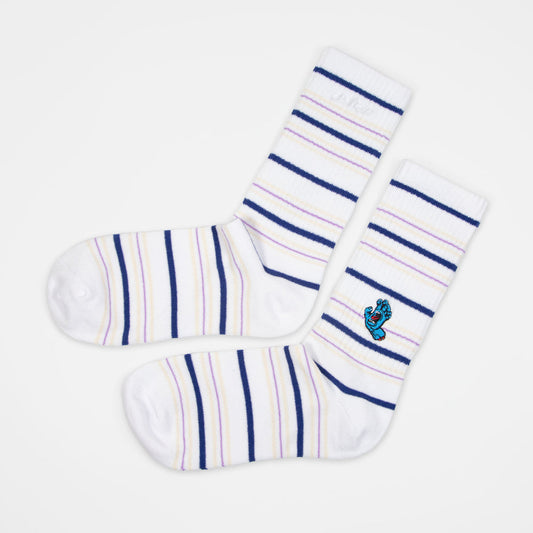 Santa Cruz Screaming Mini Hand Stripe Sock White EU40-EU46