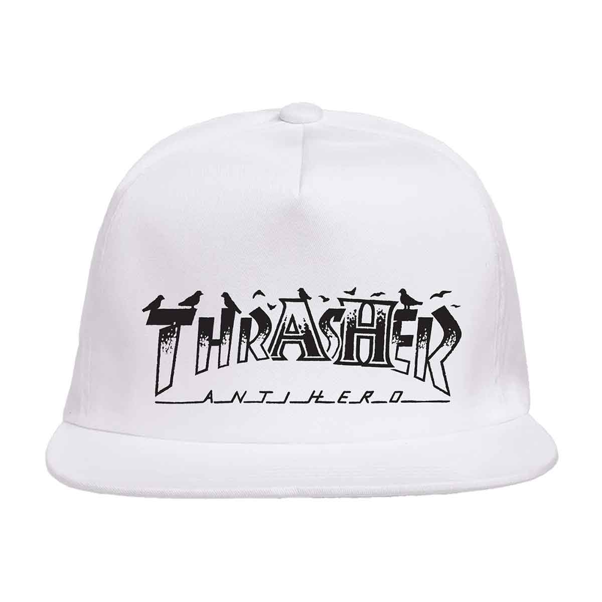 Thrasher x Anti-Hero Pigeon Mag Snapback White