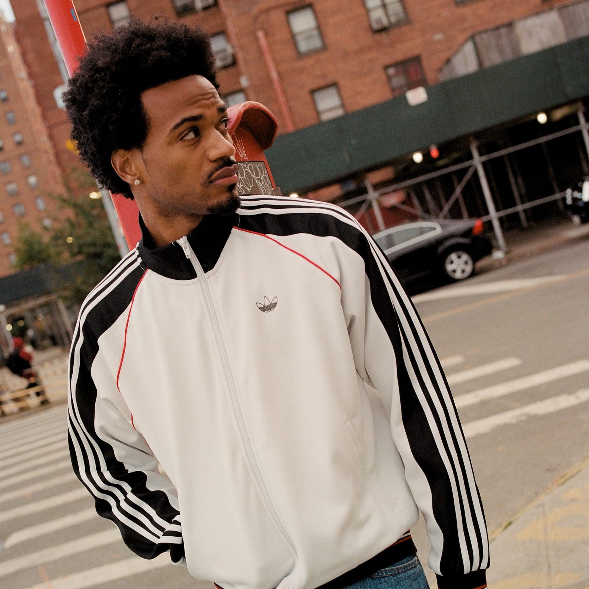 Adidas Tyshawn Track Jacket Crystal White/ Black/ Better Scarlet