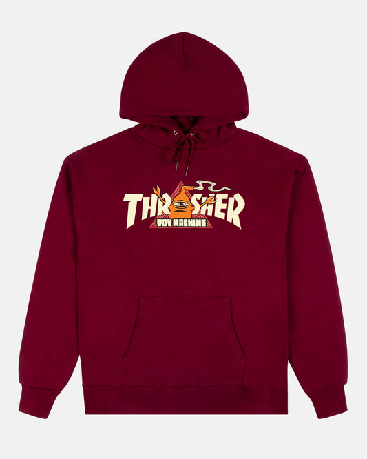 Thrasher x Toy Machine Vortex Hoodie Maroon