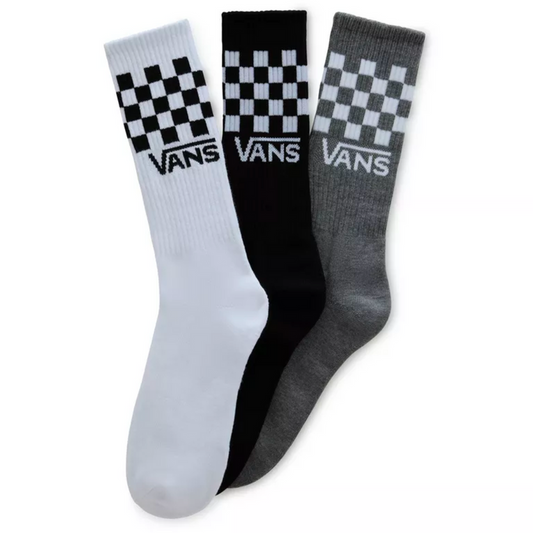 Vans Classic Check Crew Socks 3-Pack Black/White