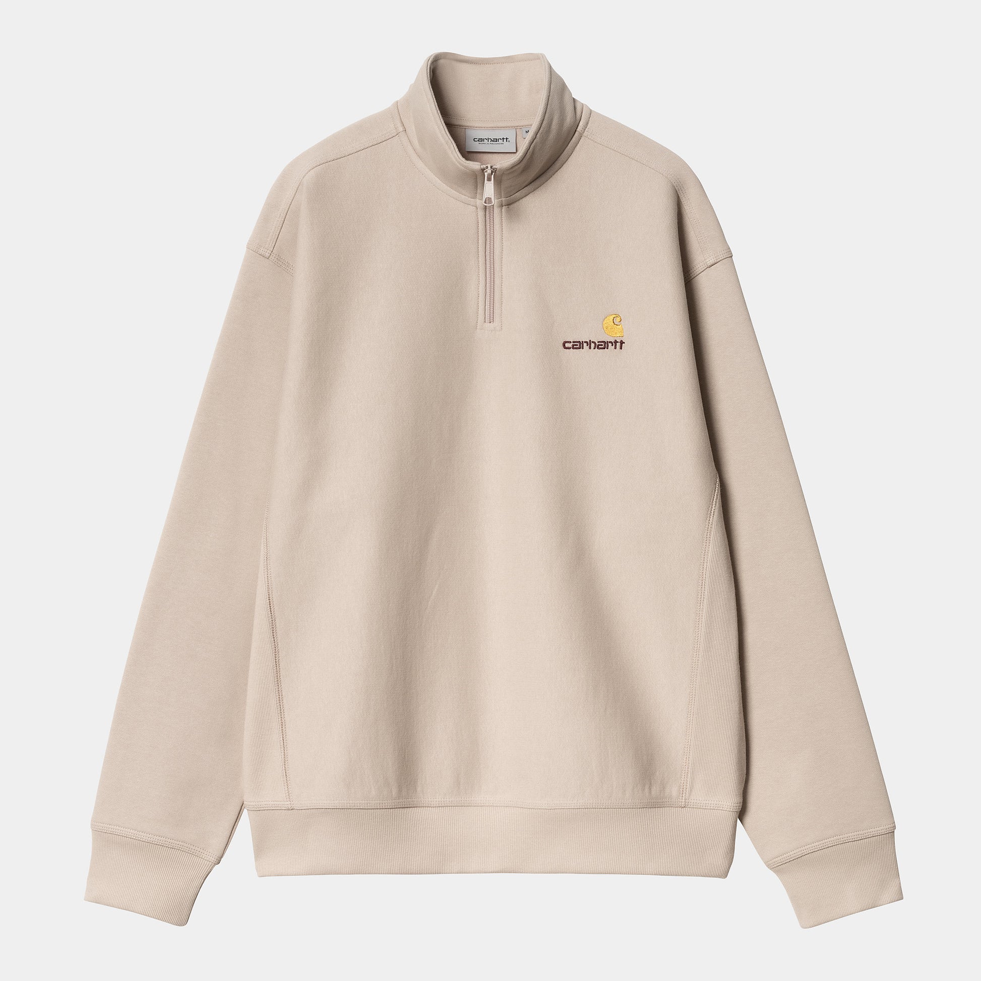 Carhartt half zip American script sweat Fleur De Sel