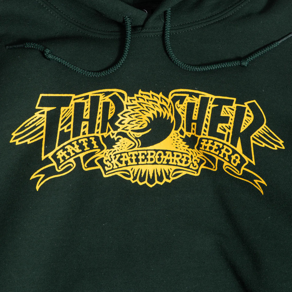 Thrasher x Anti-Hero Mag Banner Hood Forest Green