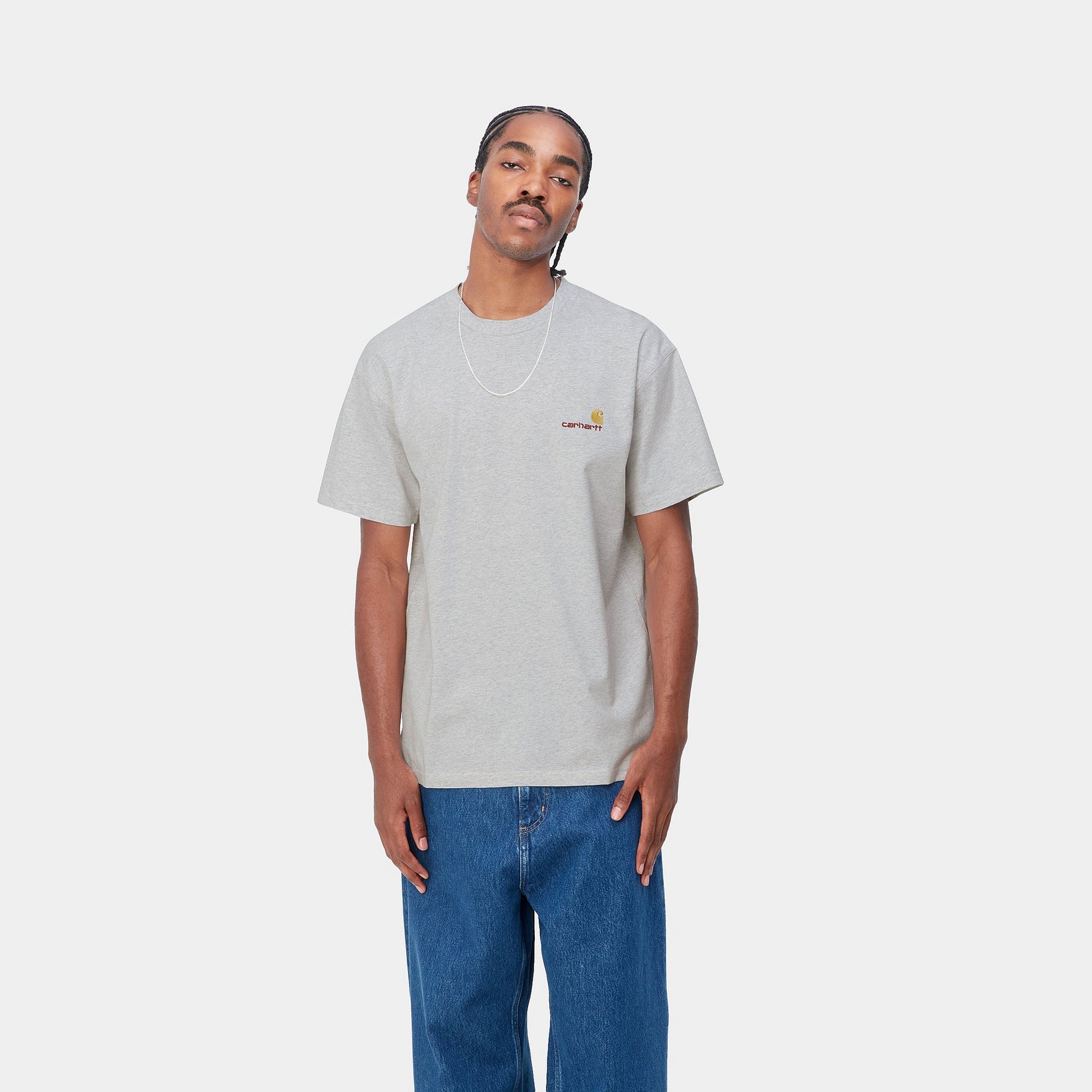 Carhartt WIP American Script Tee Ash Heather