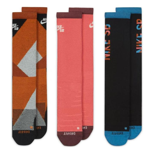 Nike SB Everyday Max Lightweight Crew Socks 3 Pack Multicolour